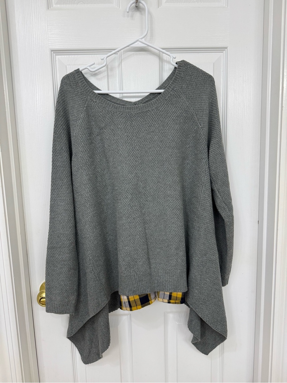 THML Gray Asymmetric Oversized Knit Sweater